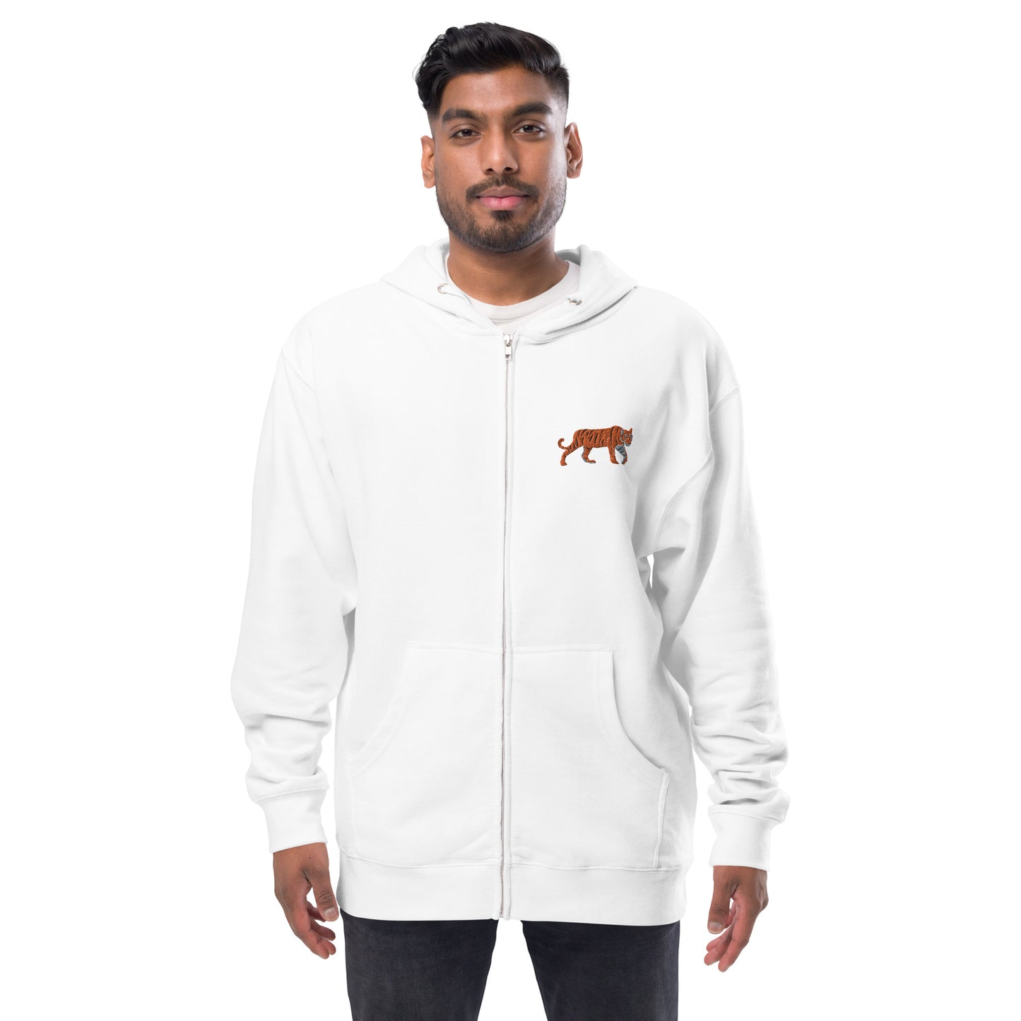 Tiger Unisex Fleece Zip Up Hoodie