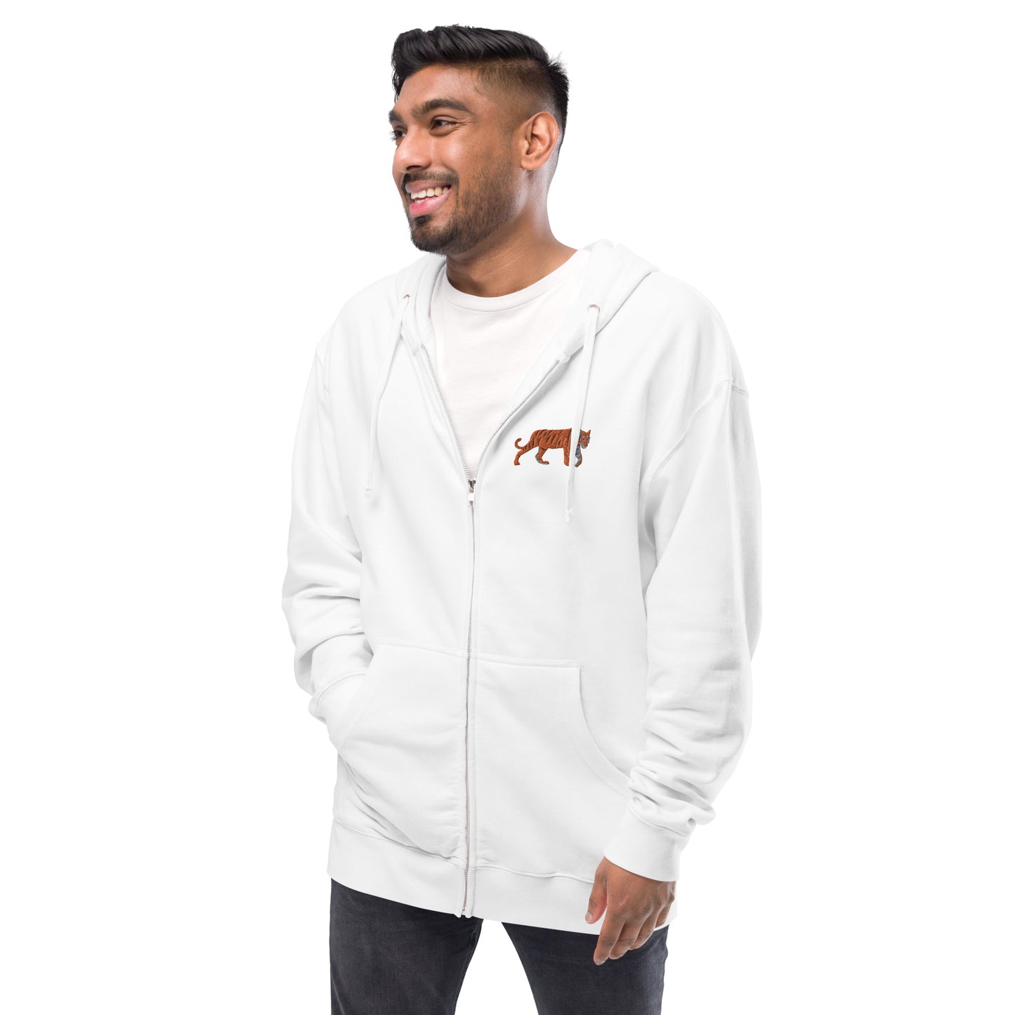 Tiger Unisex Fleece Zip Up Hoodie