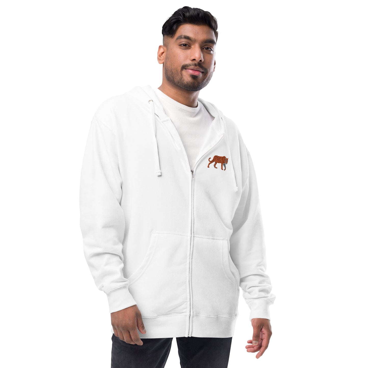 Tiger Unisex Fleece Zip Up Hoodie