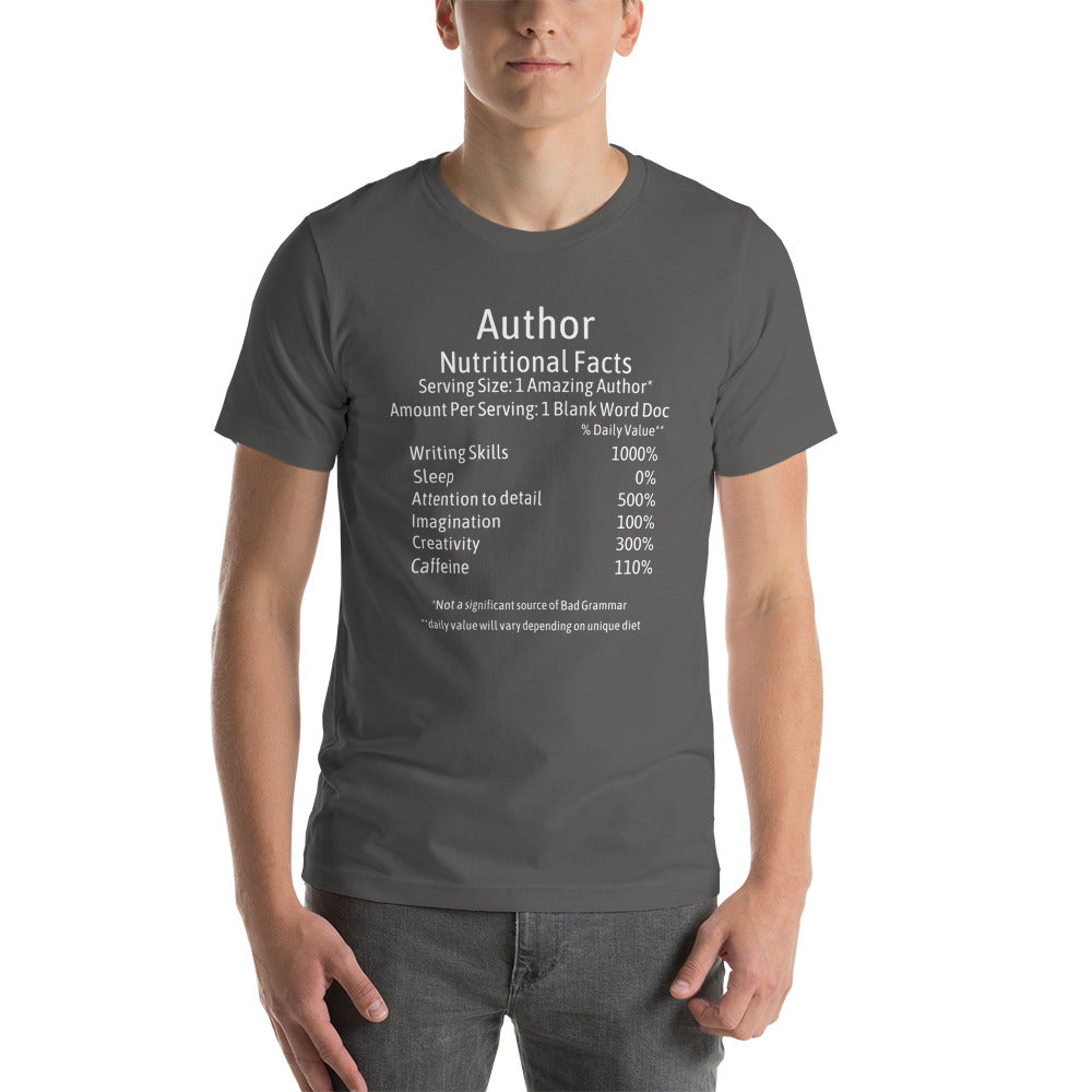 Author Unisex t-shirt Nutrition Facts