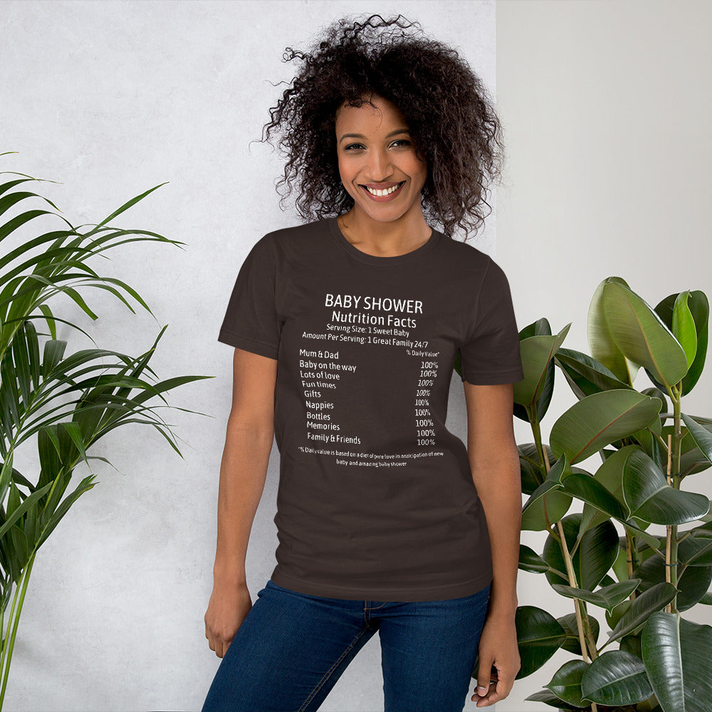 Baby Shower Nutrition Facts Unisex t-shirt