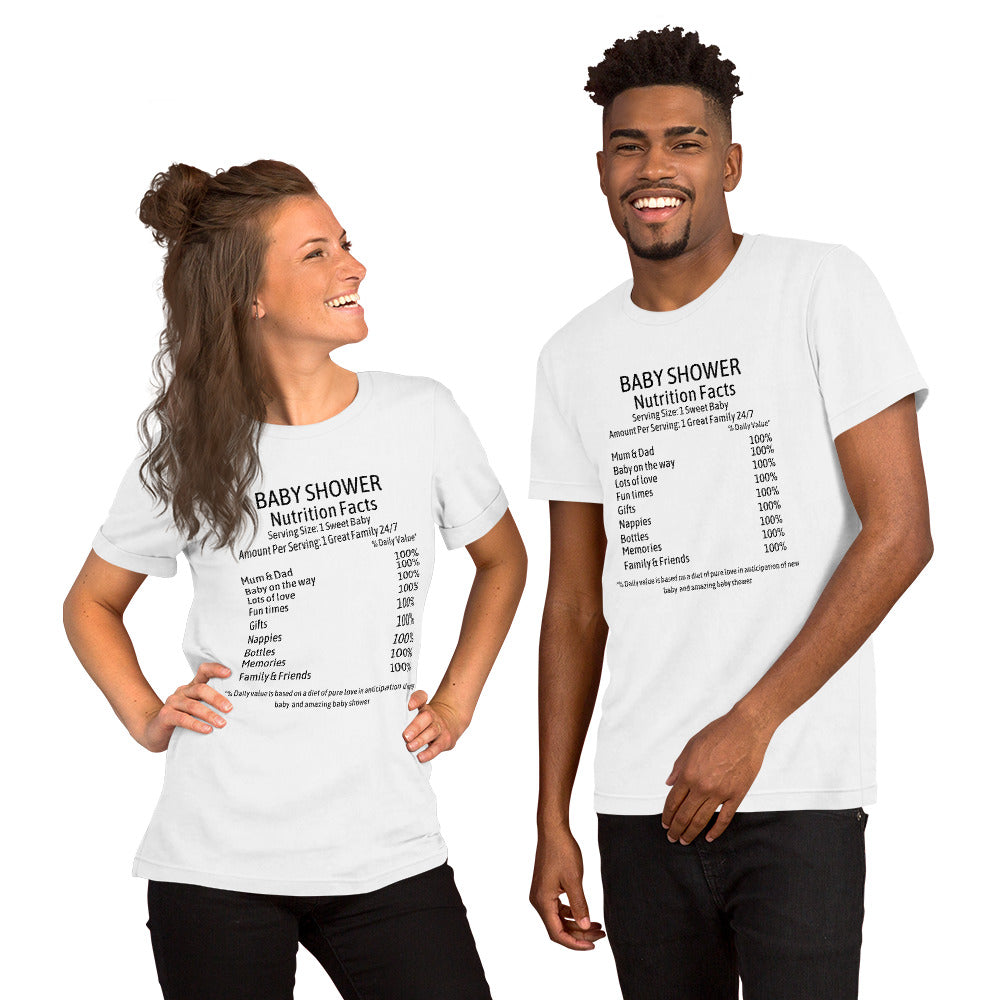 Baby Shower Nutrition Facts Unisex t-shirt