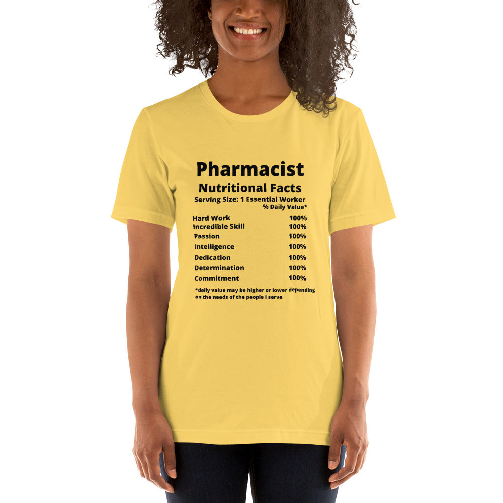 Pharmacist Unisex T shirt Nutrition Facts