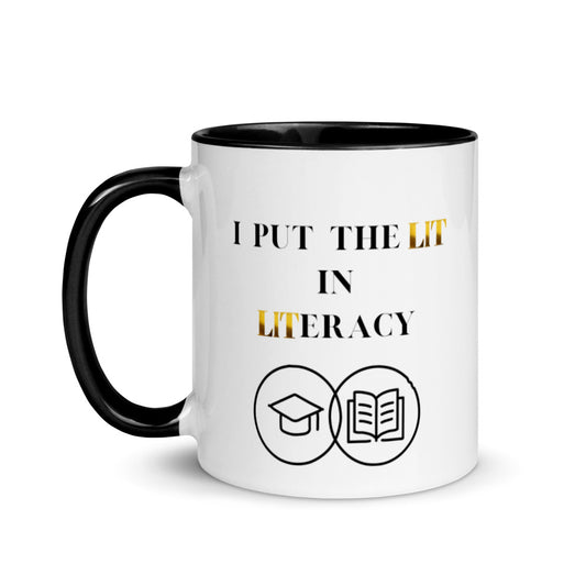 Teacher Mug, with Color Inside, I Put The Lit In Literacy, Gifts For Teachers, Teacher Appreciation