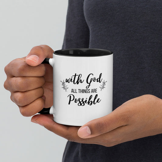 With God All Things Are Possible Mug with Color Inside