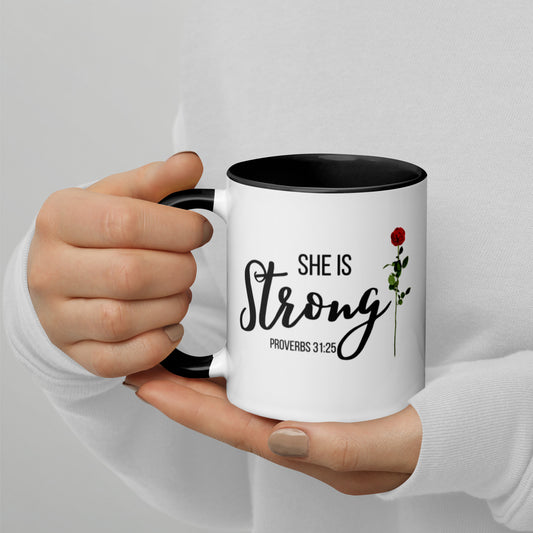 She Is Strong Mug with Color Inside