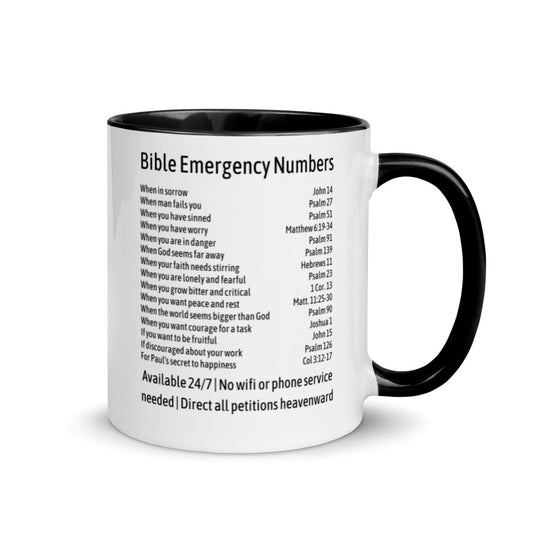 Unique Religious Gifts - Bible Emergency Numbers Coffee Mug