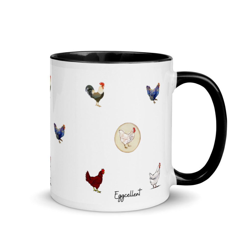 Chicken Coffee Mug with Color Inside, Easter Gifts For Adults, Perfect Gift For Chicken Keeper, Chicken Enthusiast