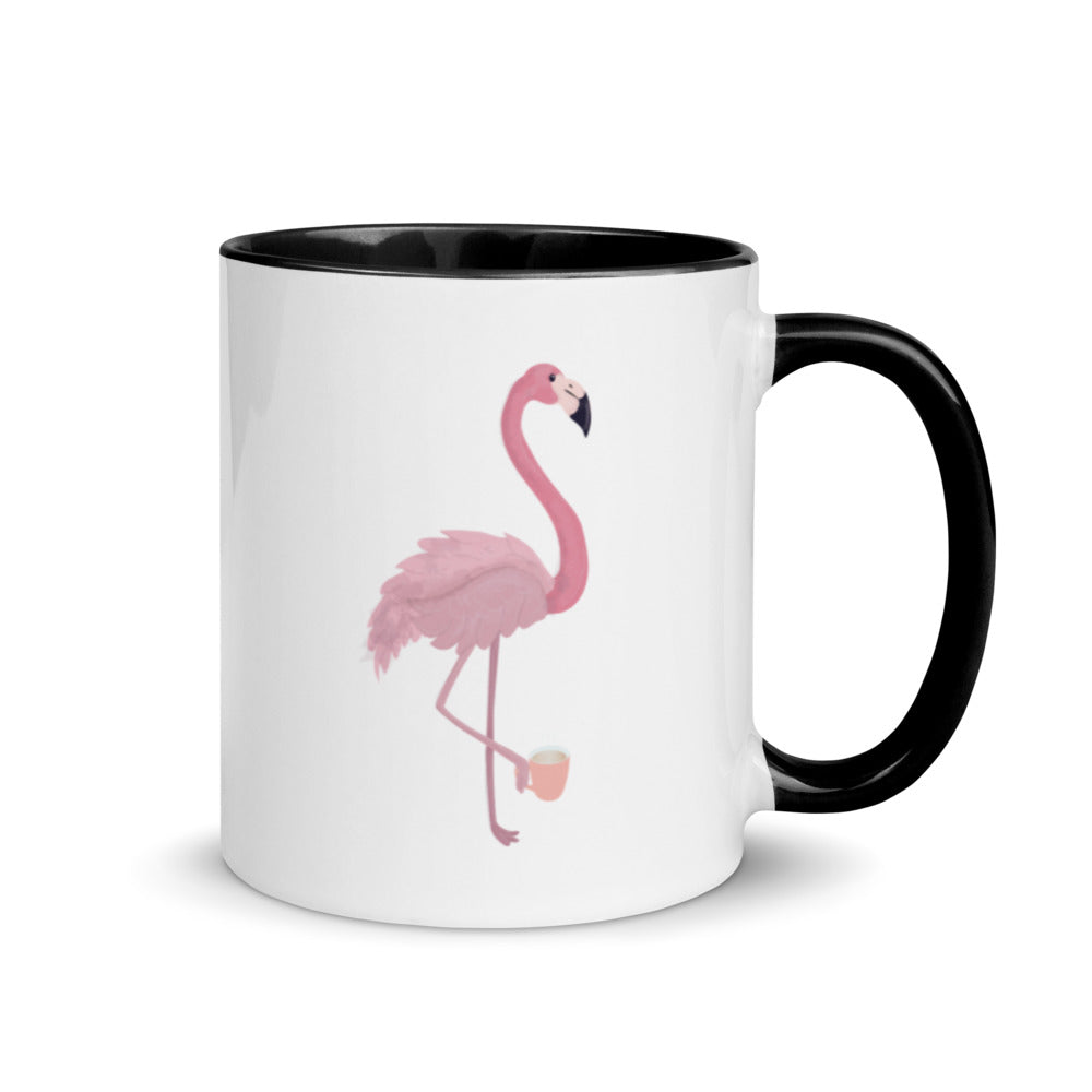 Flamingo Themed Gifts - Flamingo With Coffee Mug