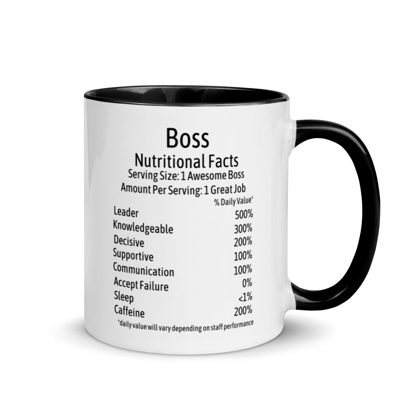 Boss Coffee Mug Two Tone Nutrition Facts Cup Appreciation Gifts For Bossed Up Lady, Girl, Women, Men, Bosses Day, Leaving Present, Birthday Gift
