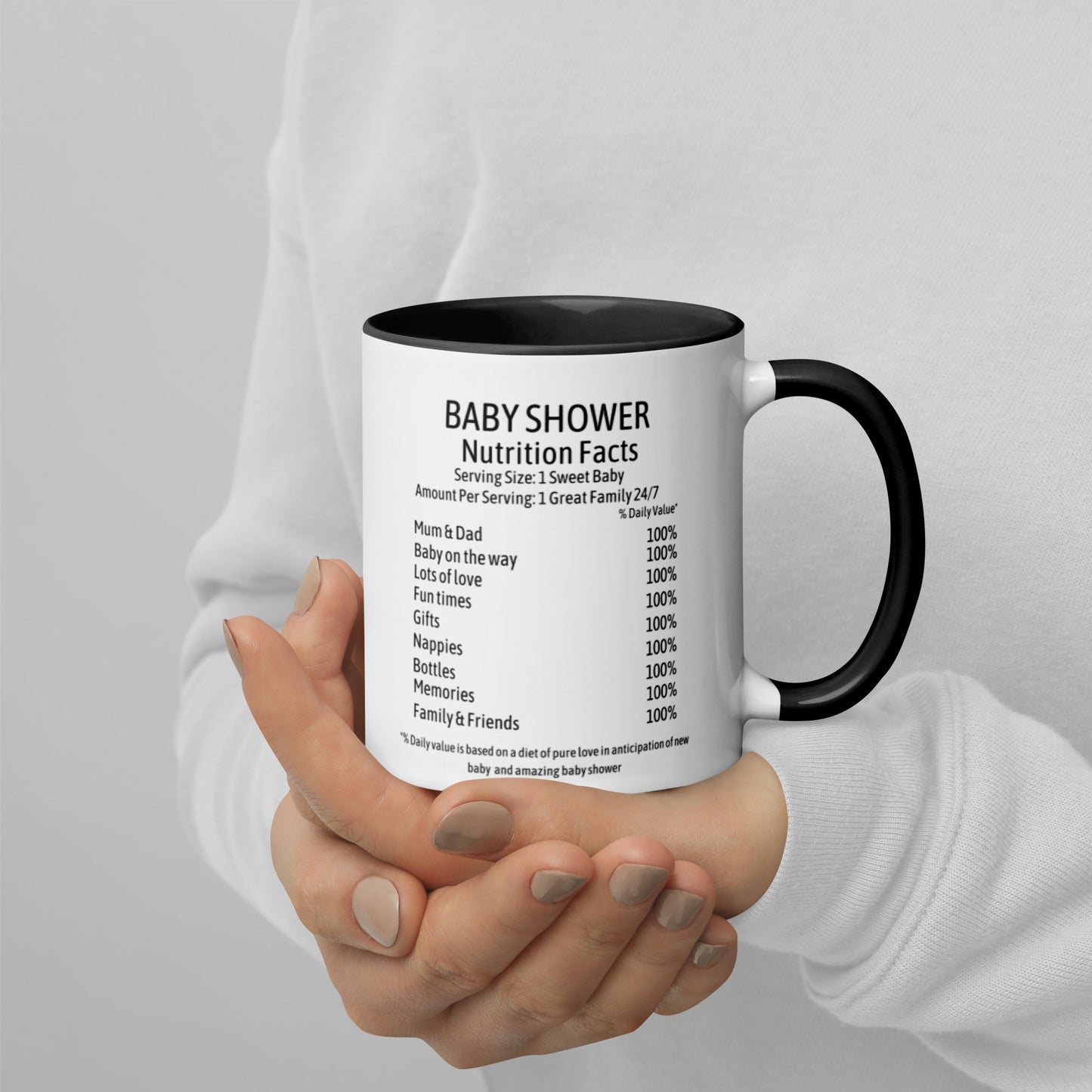 Baby Shower Nutrition Facts Mug with Color Inside