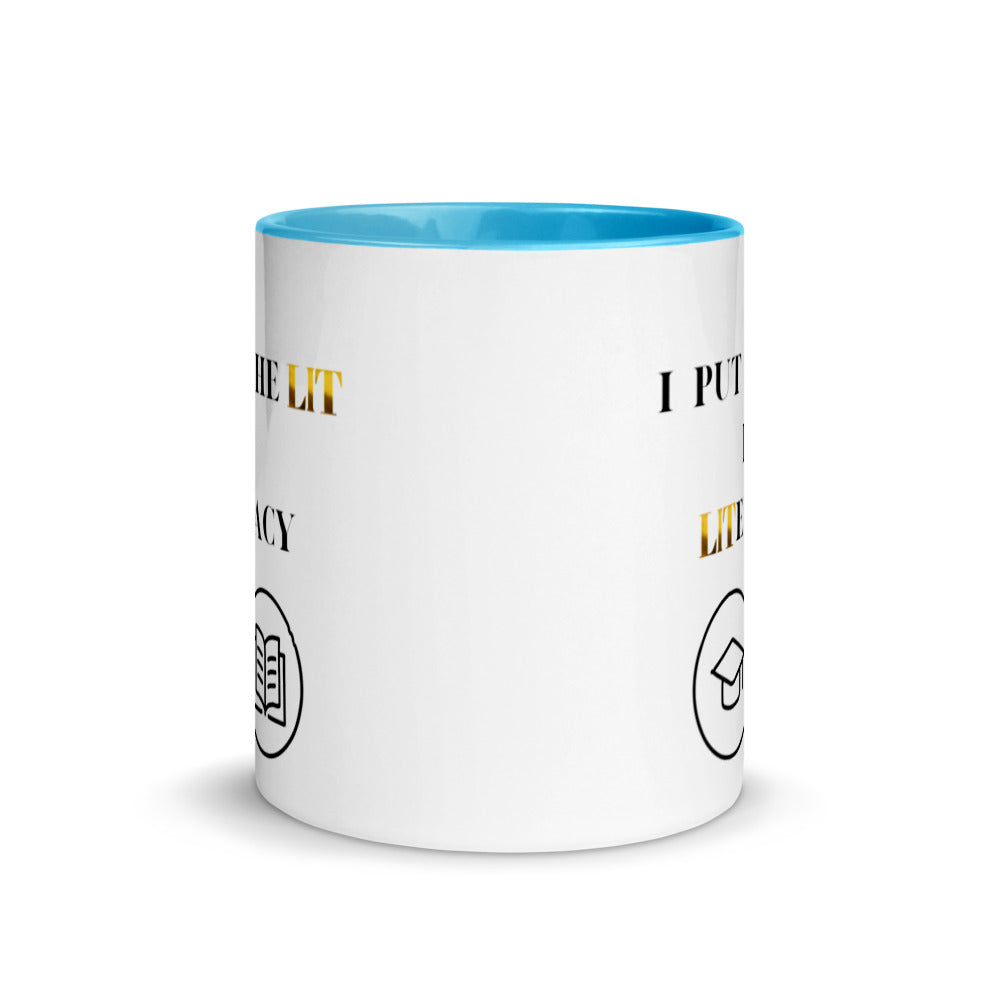 Teacher Mug, with Color Inside, I Put The Lit In Literacy, Gifts For Teachers, Teacher Appreciation