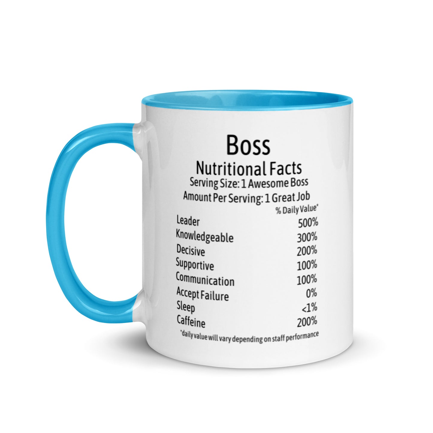 Boss Coffee Mug Two Tone Nutrition Facts Cup Appreciation Gifts For Bossed Up Lady, Girl, Women, Men, Bosses Day, Leaving Present, Birthday Gift