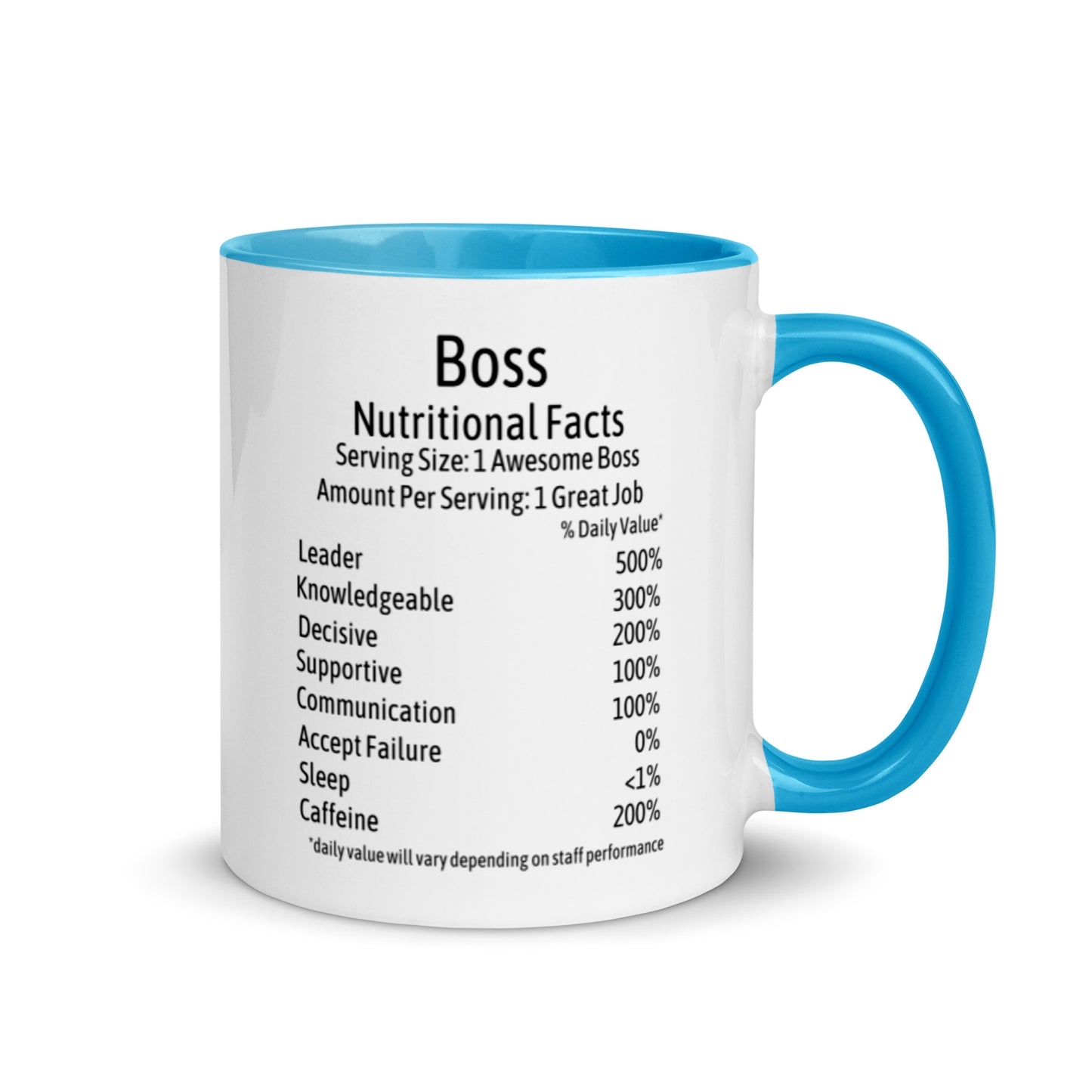 Boss Coffee Mug Two Tone Nutrition Facts Cup Appreciation Gifts For Bossed Up Lady, Girl, Women, Men, Bosses Day, Leaving Present, Birthday Gift