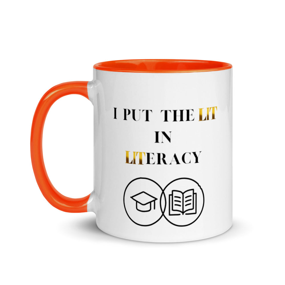 Teacher Mug, with Color Inside, I Put The Lit In Literacy, Gifts For Teachers, Teacher Appreciation