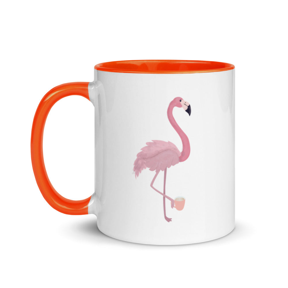 Flamingo Themed Gifts - Flamingo With Coffee Mug
