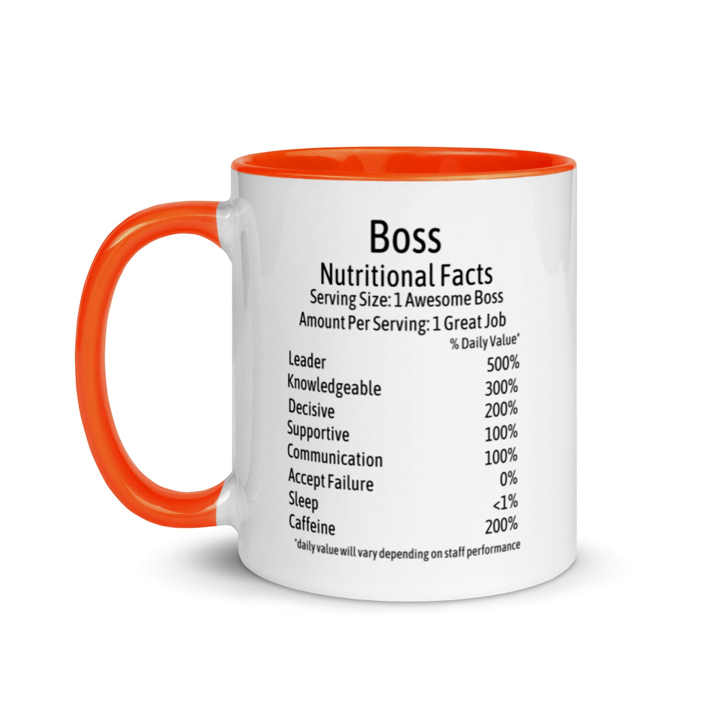 Boss Coffee Mug Two Tone Nutrition Facts Cup Appreciation Gifts For Bossed Up Lady, Girl, Women, Men, Bosses Day, Leaving Present, Birthday Gift