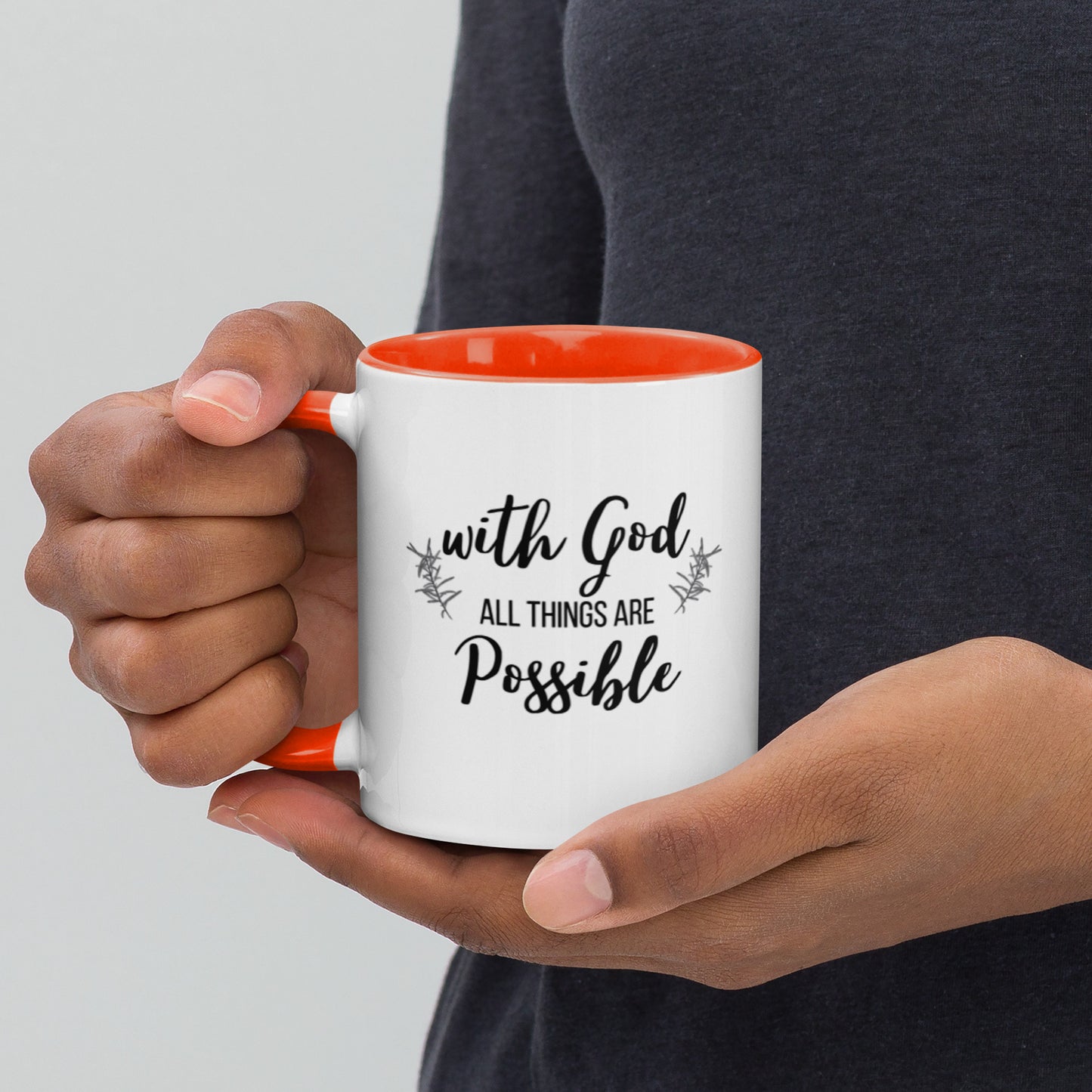 With God All Things Are Possible Mug with Color Inside