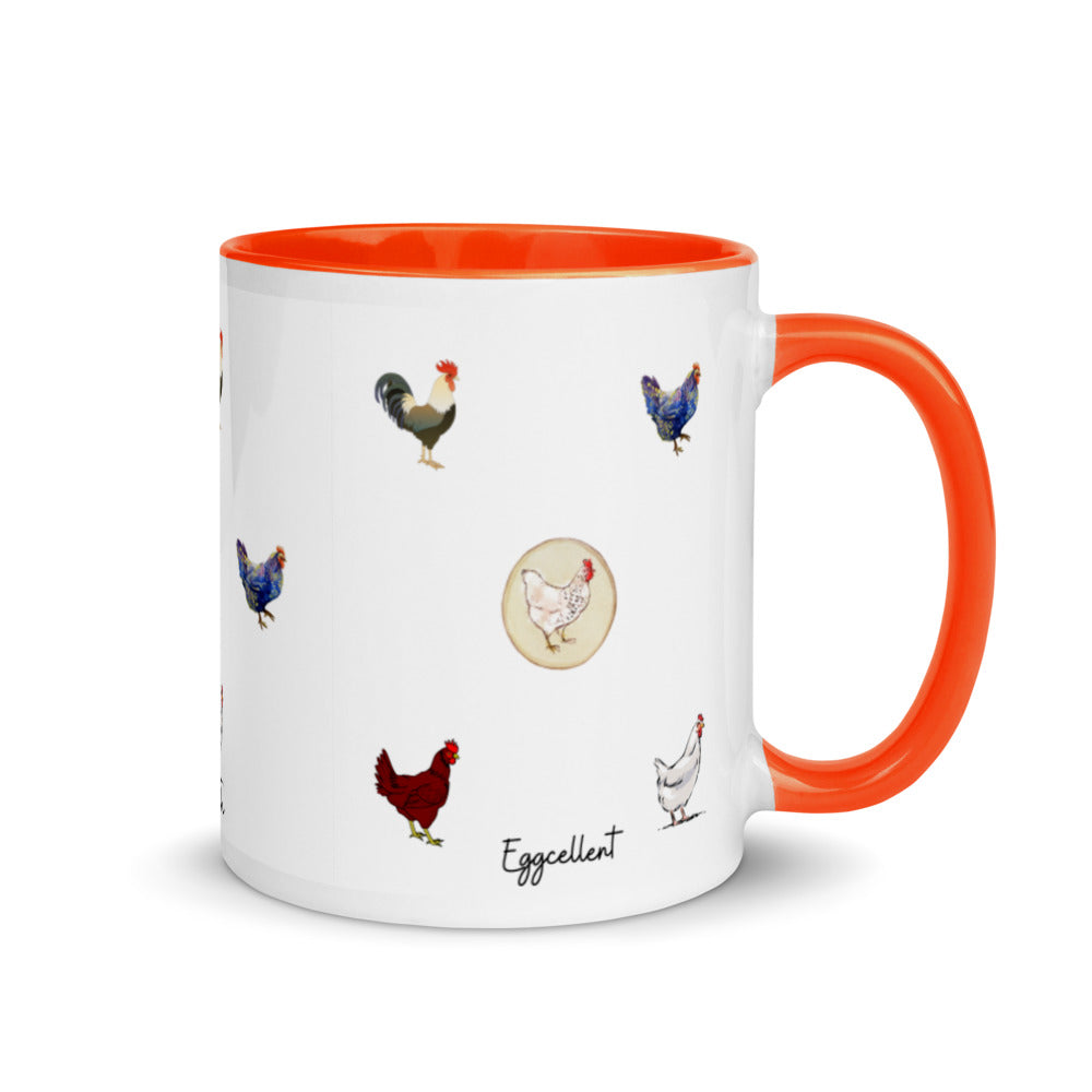 Chicken Coffee Mug with Color Inside, Easter Gifts For Adults, Perfect Gift For Chicken Keeper, Chicken Enthusiast