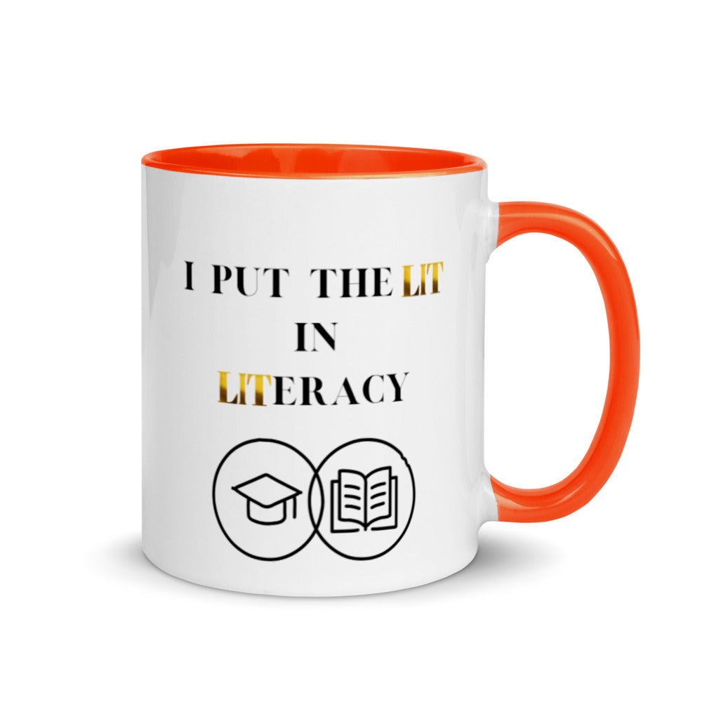 Teacher Mug, with Color Inside, I Put The Lit In Literacy, Gifts For Teachers, Teacher Appreciation