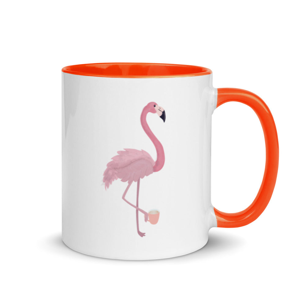Flamingo Themed Gifts - Flamingo With Coffee Mug