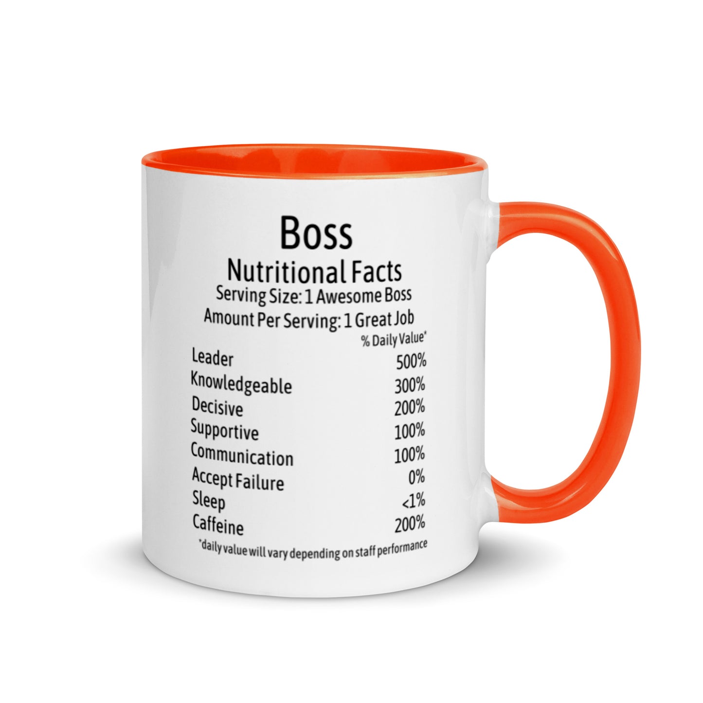 Boss Coffee Mug Two Tone Nutrition Facts Cup Appreciation Gifts For Bossed Up Lady, Girl, Women, Men, Bosses Day, Leaving Present, Birthday Gift