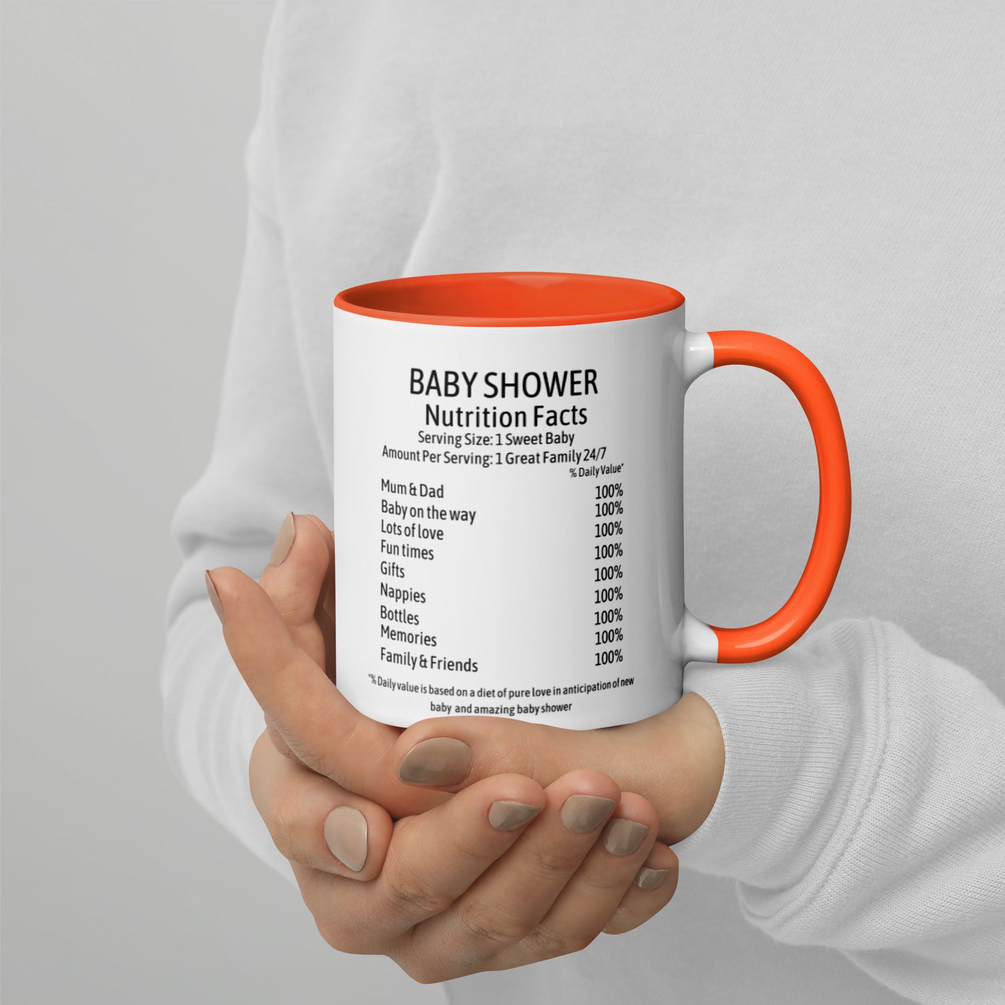 Baby Shower Nutrition Facts Mug with Color Inside