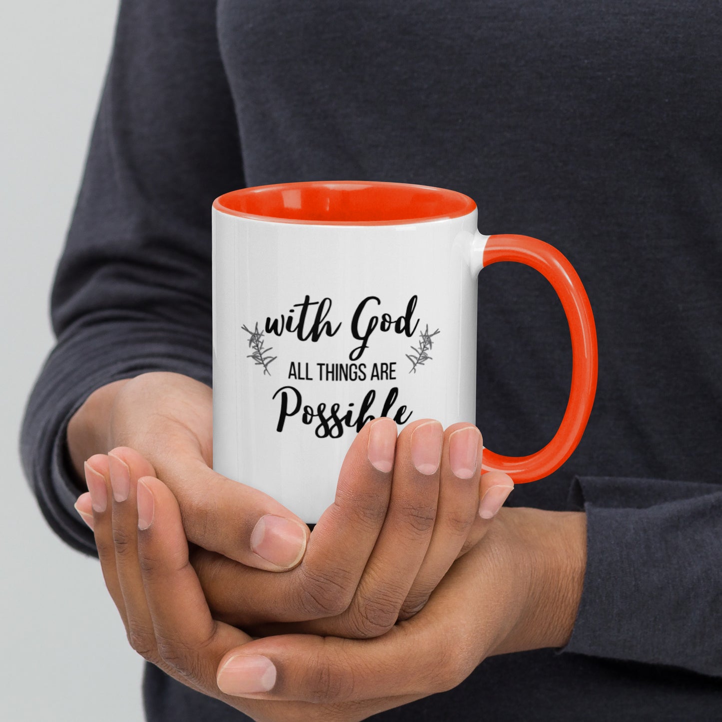 With God All Things Are Possible Mug with Color Inside