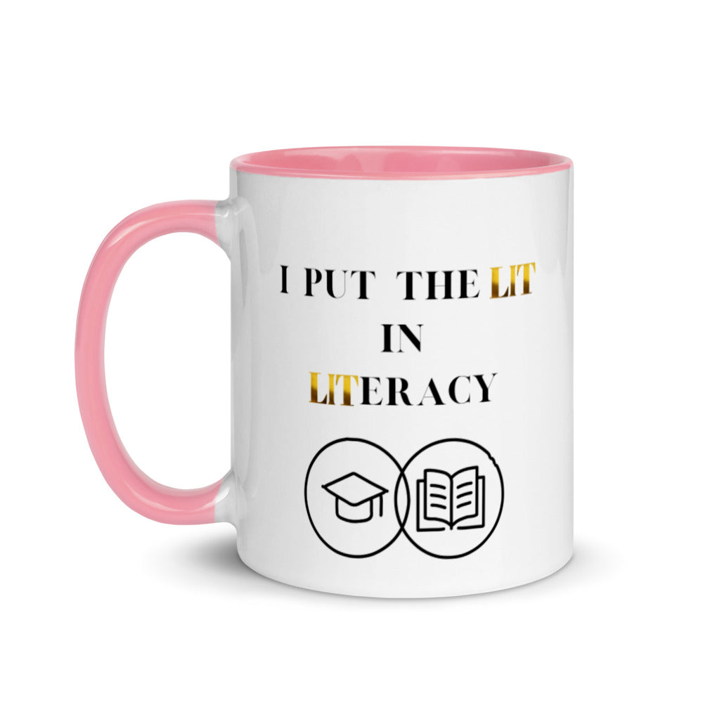 Teacher Mug, with Color Inside, I Put The Lit In Literacy, Gifts For Teachers, Teacher Appreciation