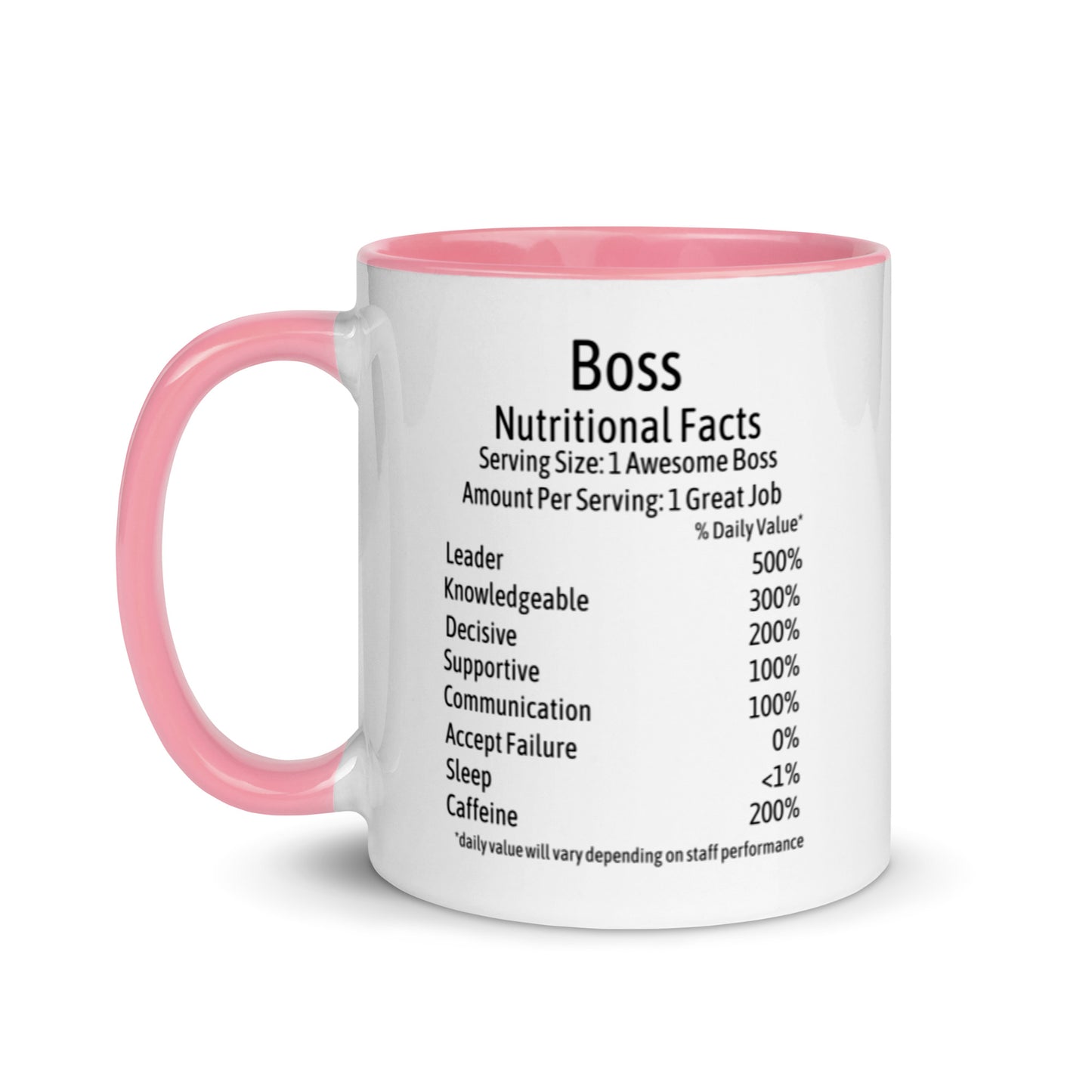 Boss Coffee Mug Two Tone Nutrition Facts Cup Appreciation Gifts For Bossed Up Lady, Girl, Women, Men, Bosses Day, Leaving Present, Birthday Gift