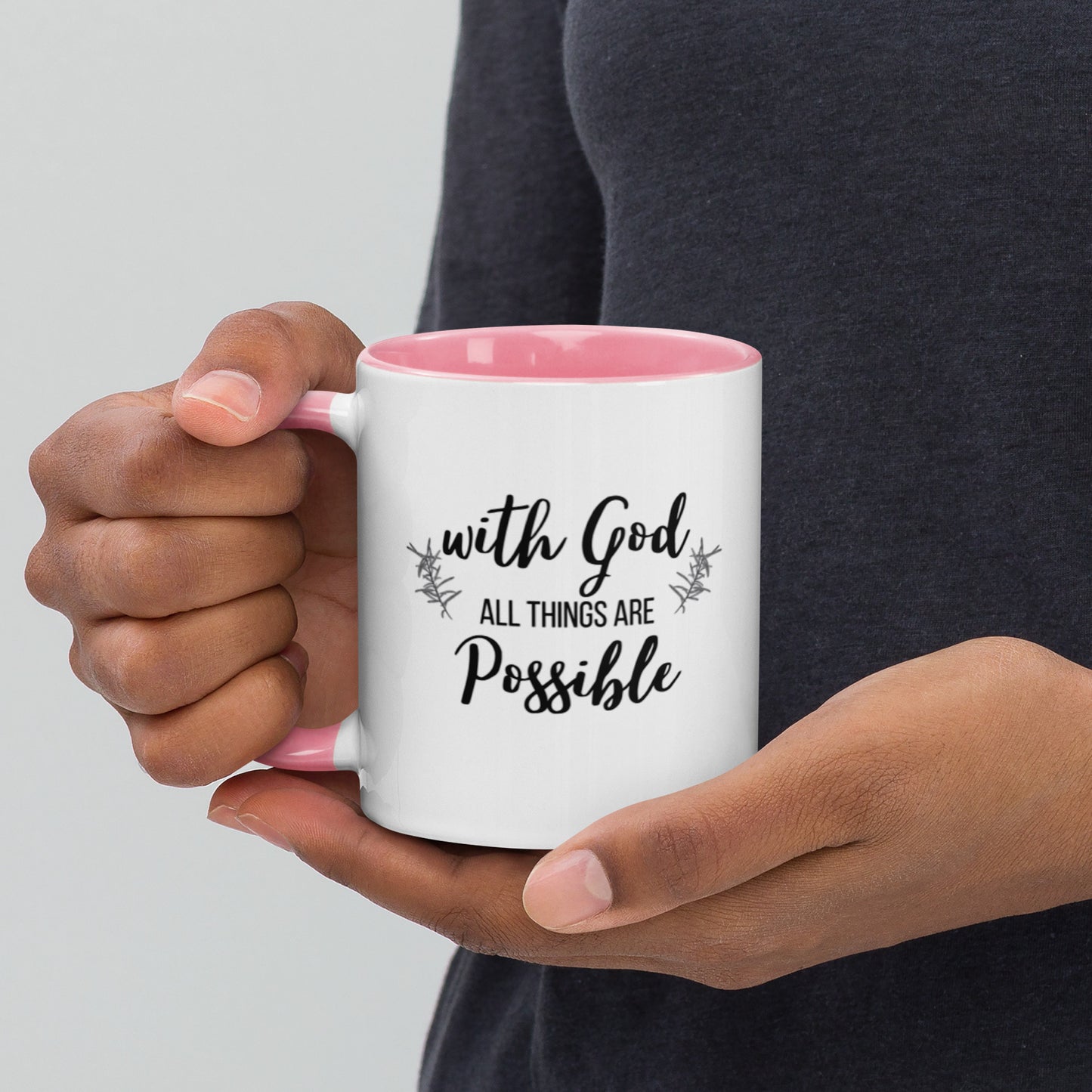 With God All Things Are Possible Mug with Color Inside