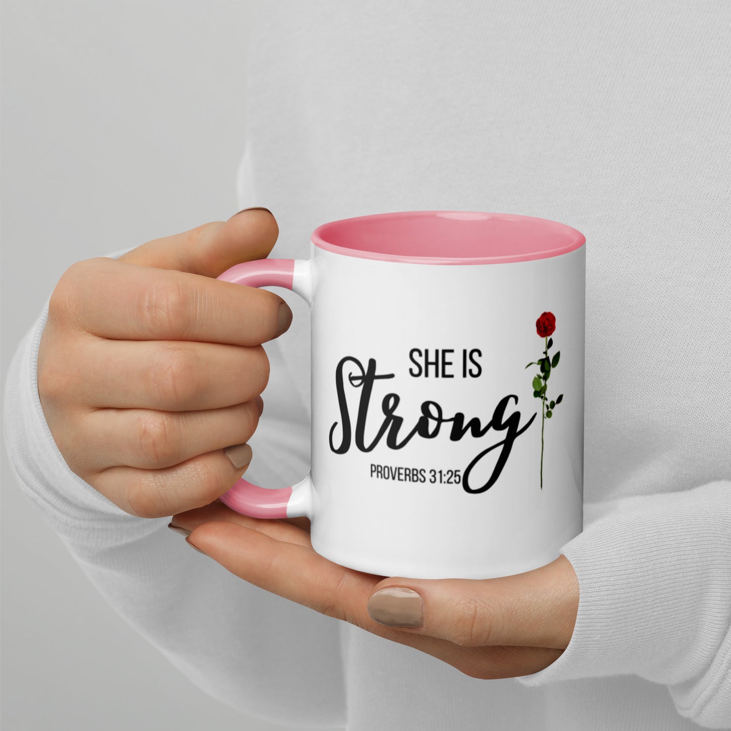 She Is Strong Mug with Color Inside