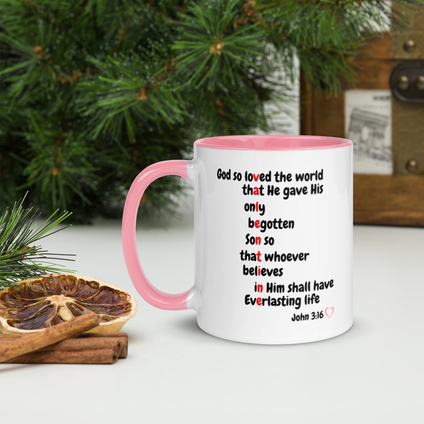 Valentine John 3:16 Mug with Color Inside