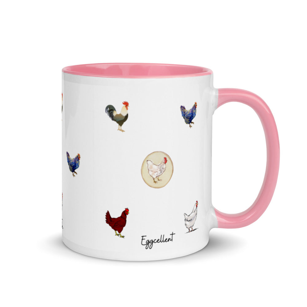 Chicken Coffee Mug with Color Inside, Easter Gifts For Adults, Perfect Gift For Chicken Keeper, Chicken Enthusiast