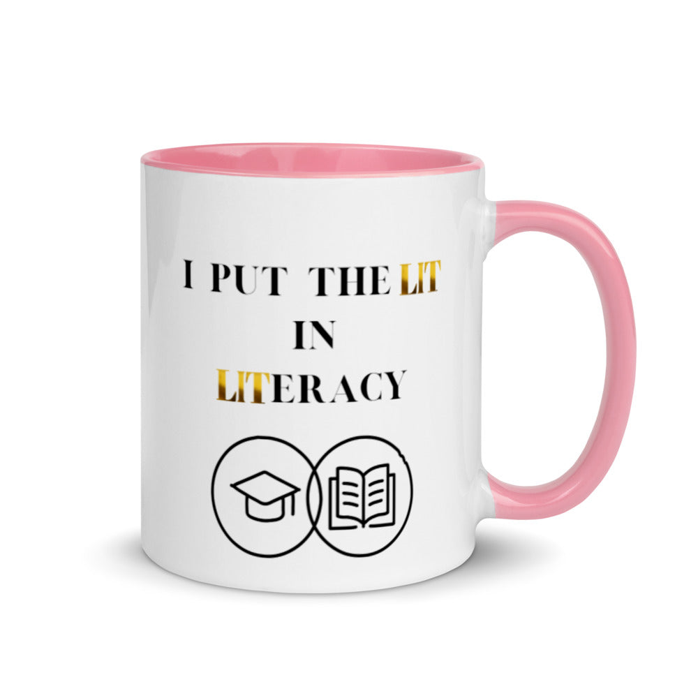 Teacher Mug, with Color Inside, I Put The Lit In Literacy, Gifts For Teachers, Teacher Appreciation