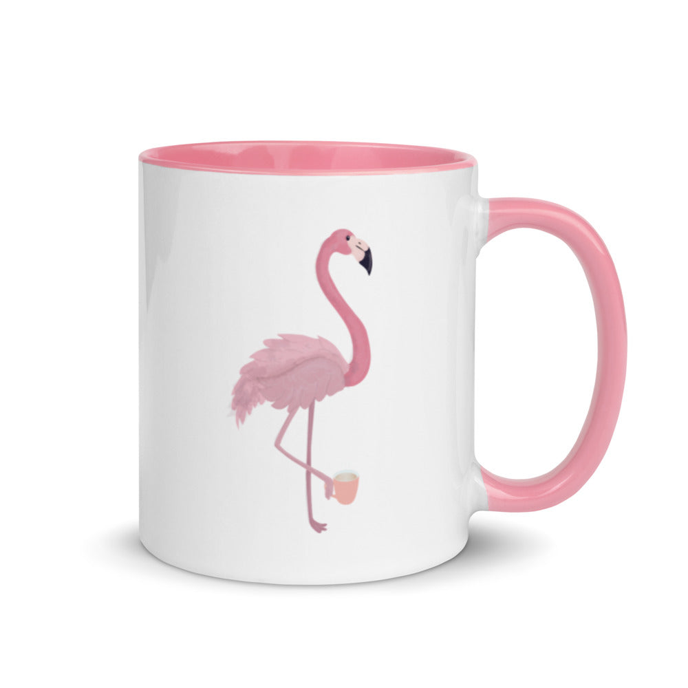 Flamingo Themed Gifts - Flamingo With Coffee Mug