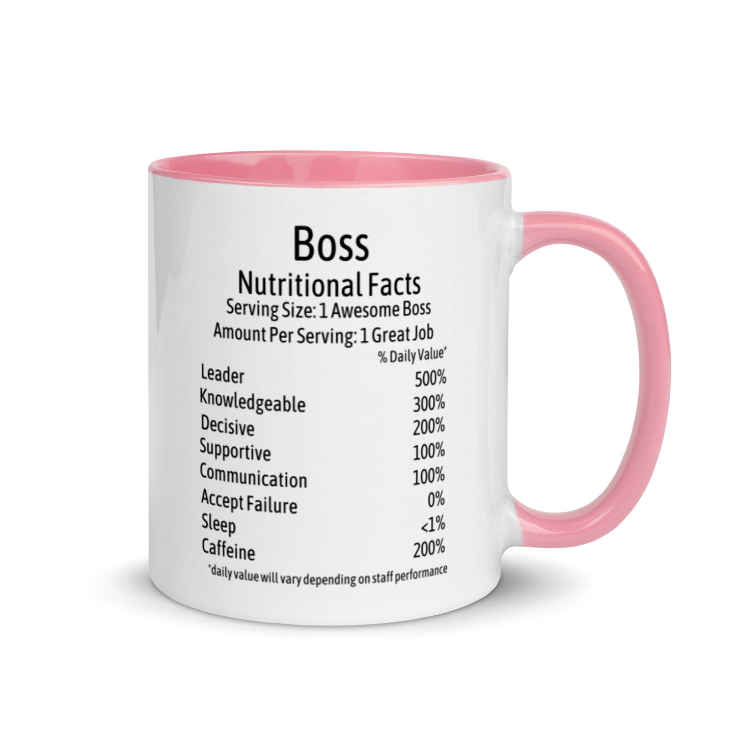 Boss Coffee Mug Two Tone Nutrition Facts Cup Appreciation Gifts For Bossed Up Lady, Girl, Women, Men, Bosses Day, Leaving Present, Birthday Gift