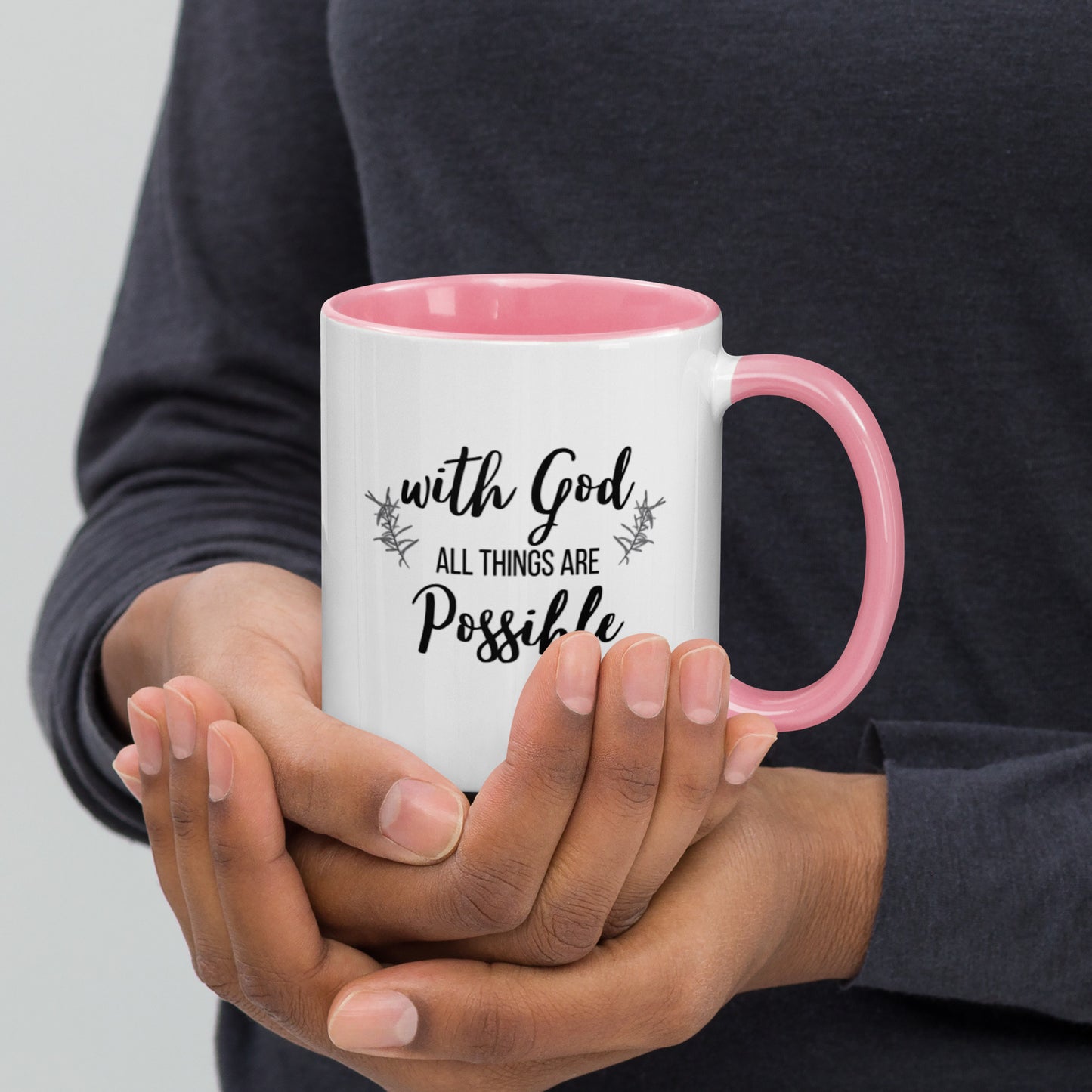 With God All Things Are Possible Mug with Color Inside