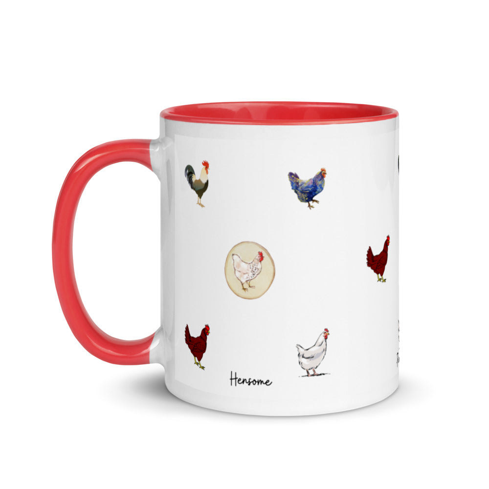 Chicken Coffee Mug with Color Inside, Easter Gifts For Adults, Perfect Gift For Chicken Keeper, Chicken Enthusiast