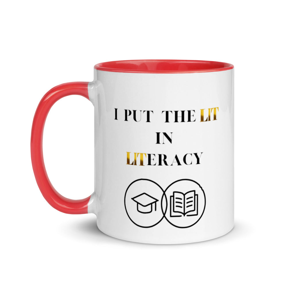 Teacher Mug, with Color Inside, I Put The Lit In Literacy, Gifts For Teachers, Teacher Appreciation