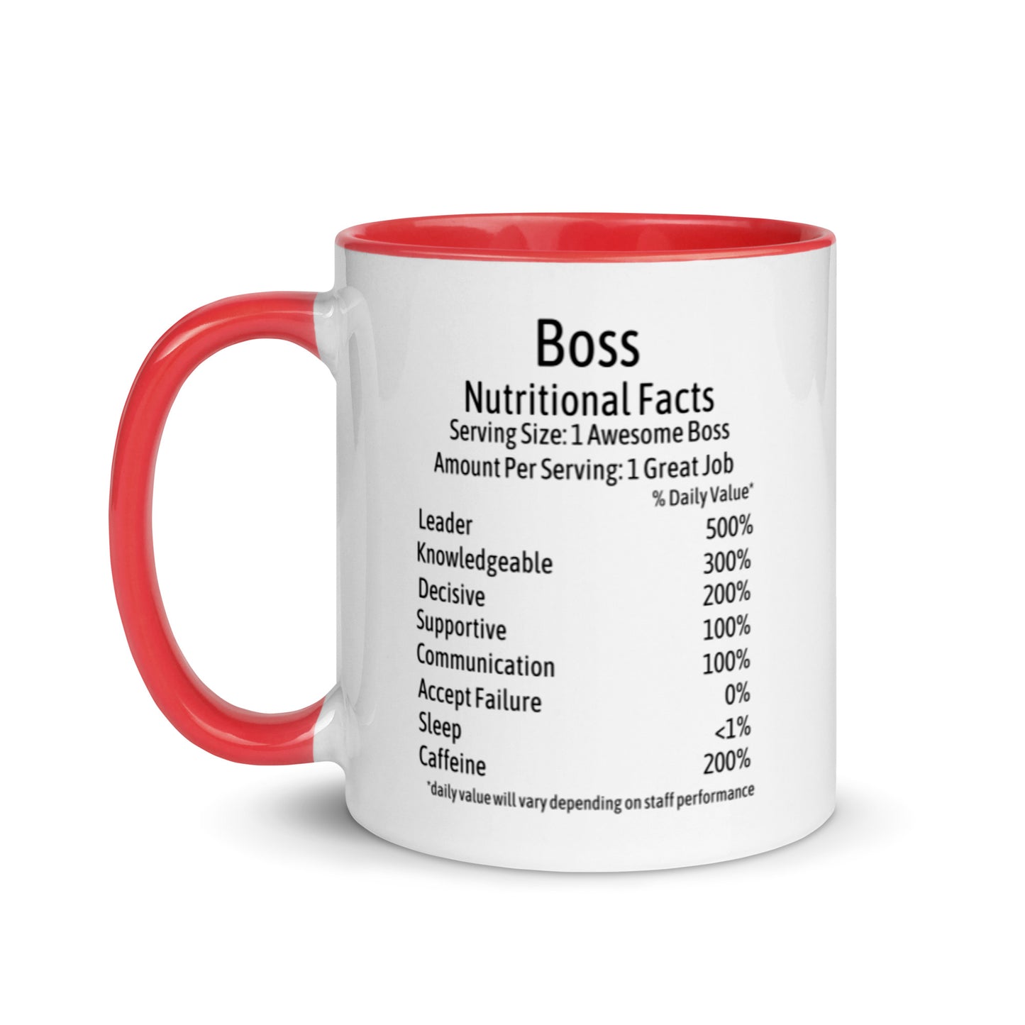 Boss Coffee Mug Two Tone Nutrition Facts Cup Appreciation Gifts For Bossed Up Lady, Girl, Women, Men, Bosses Day, Leaving Present, Birthday Gift