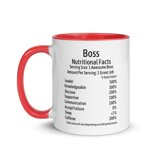 Boss Coffee Mug Two Tone Nutrition Facts Cup Appreciation Gifts For Bossed Up Lady, Girl, Women, Men, Bosses Day, Leaving Present, Birthday Gift