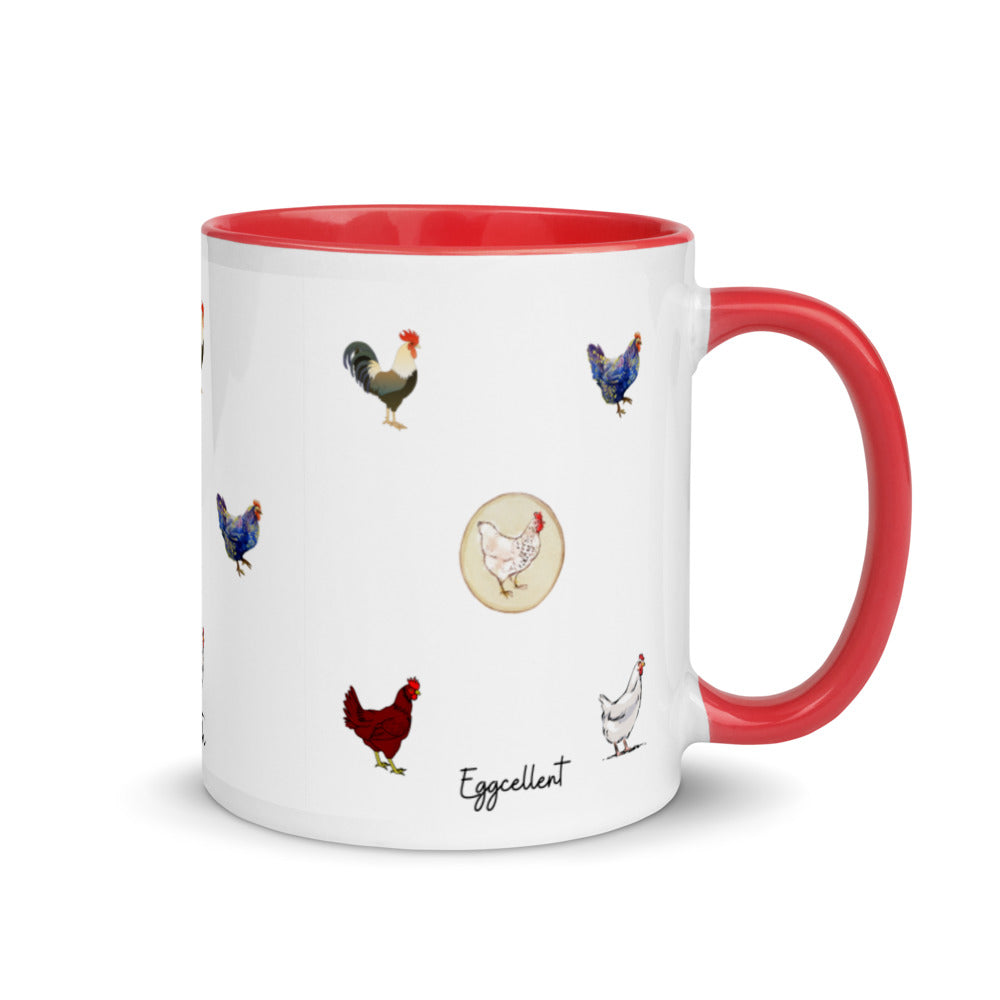 Chicken Coffee Mug with Color Inside, Easter Gifts For Adults, Perfect Gift For Chicken Keeper, Chicken Enthusiast