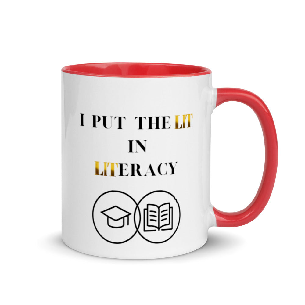 Teacher Mug, with Color Inside, I Put The Lit In Literacy, Gifts For Teachers, Teacher Appreciation