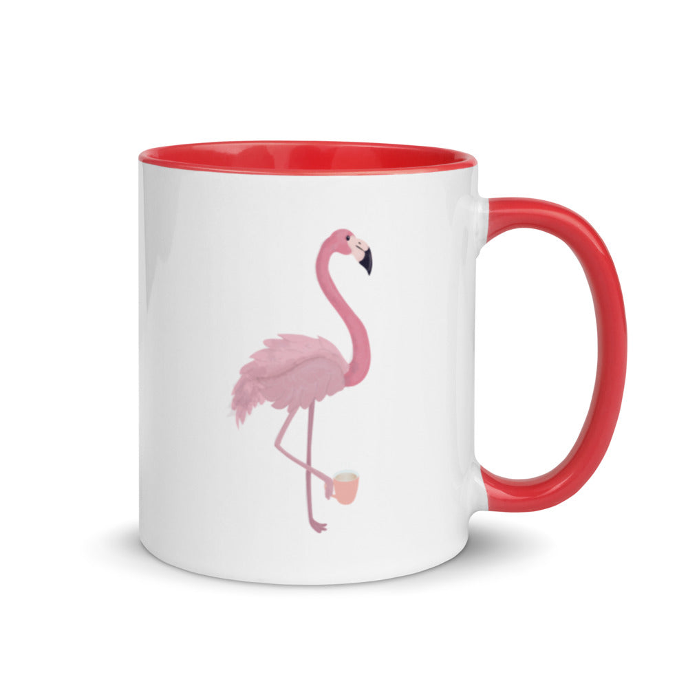 Flamingo Themed Gifts - Flamingo With Coffee Mug