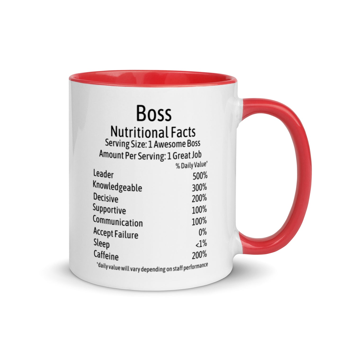 Boss Coffee Mug Two Tone Nutrition Facts Cup Appreciation Gifts For Bossed Up Lady, Girl, Women, Men, Bosses Day, Leaving Present, Birthday Gift