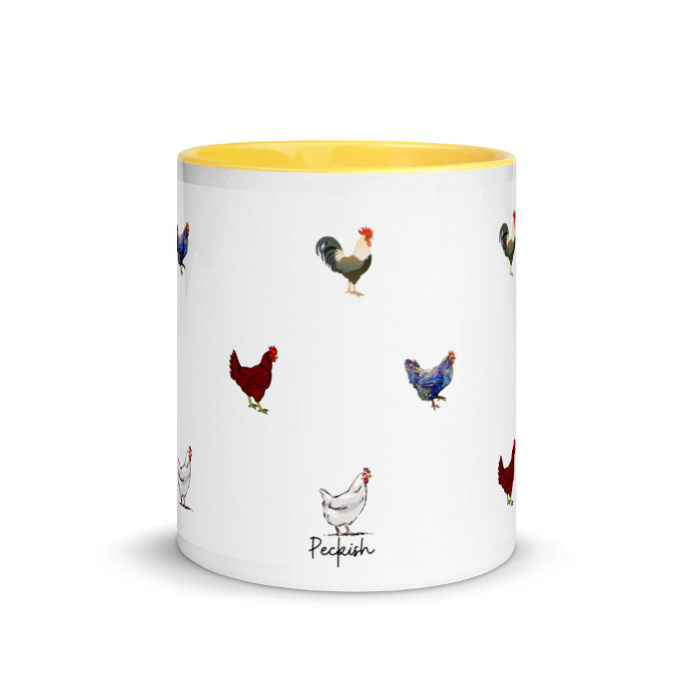 Chicken Coffee Mug with Color Inside, Easter Gifts For Adults, Perfect Gift For Chicken Keeper, Chicken Enthusiast