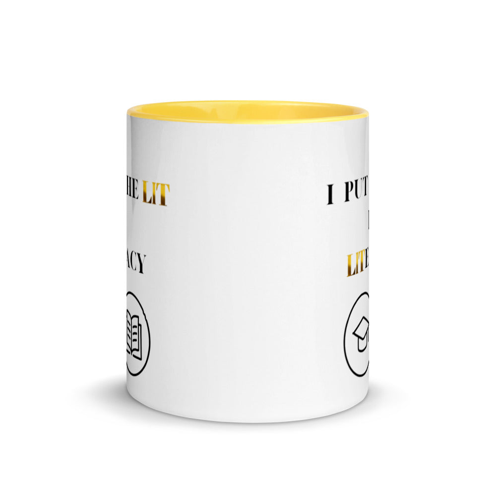 Teacher Mug, with Color Inside, I Put The Lit In Literacy, Gifts For Teachers, Teacher Appreciation