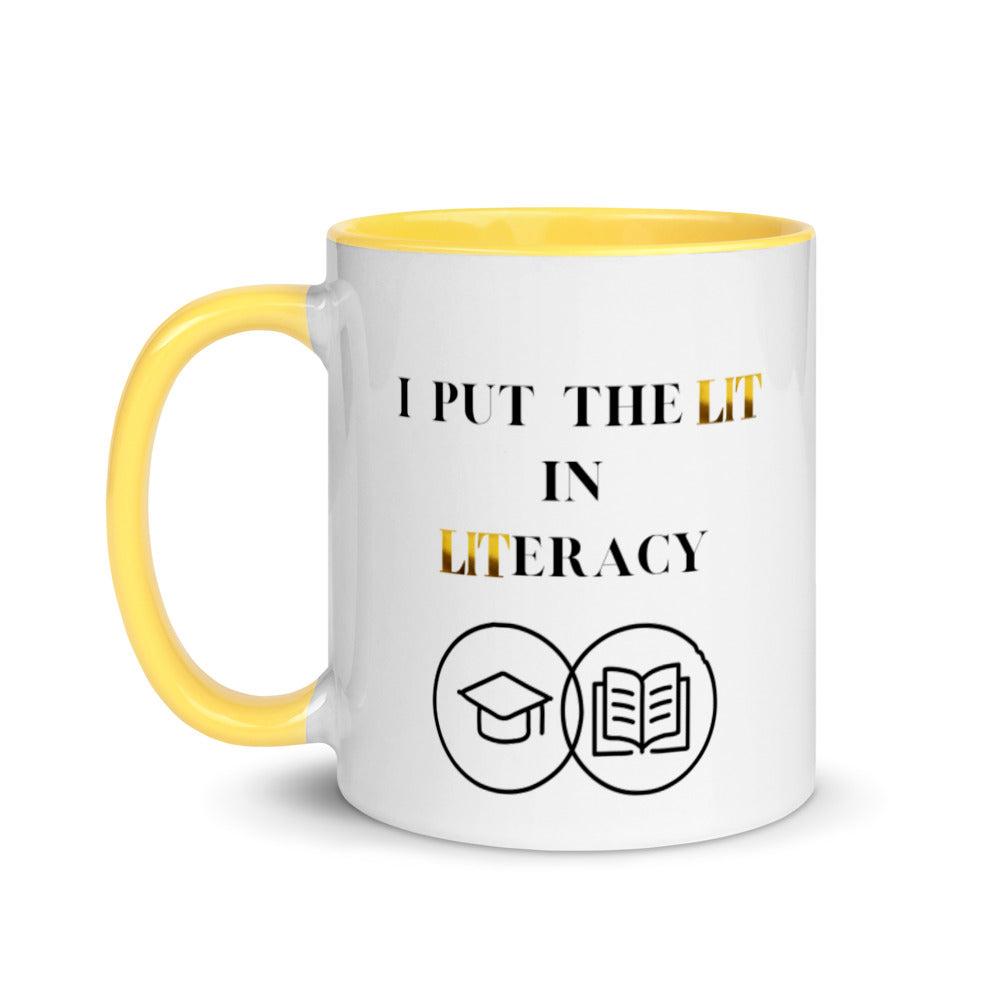 Teacher Mug, with Color Inside, I Put The Lit In Literacy, Gifts For Teachers, Teacher Appreciation