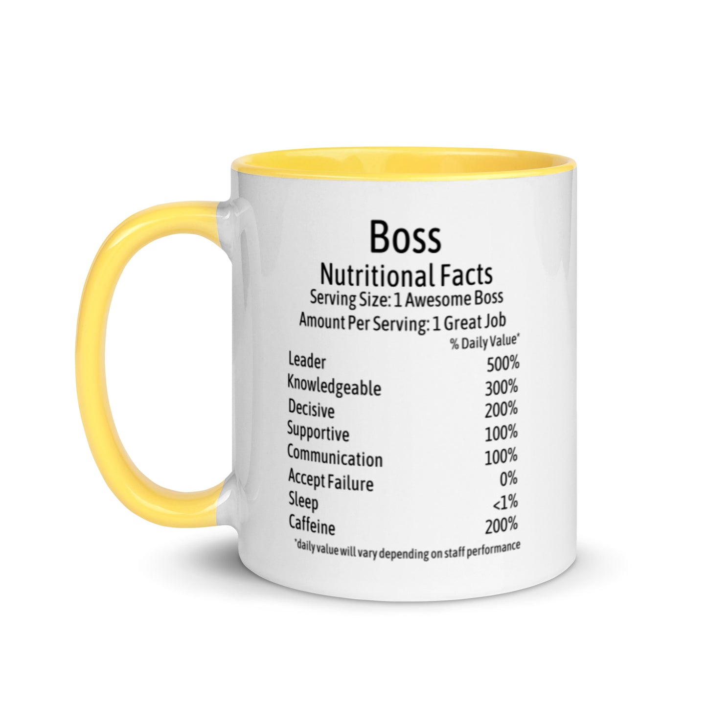 Boss Coffee Mug Two Tone Nutrition Facts Cup Appreciation Gifts For Bossed Up Lady, Girl, Women, Men, Bosses Day, Leaving Present, Birthday Gift